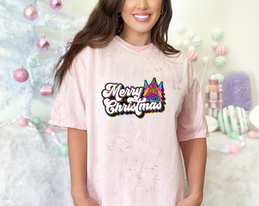 Merry Christmas Rainbow Leopard Trees DTF TRANSFER