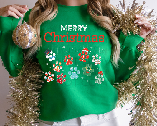 Merry Christmas paw ornaments