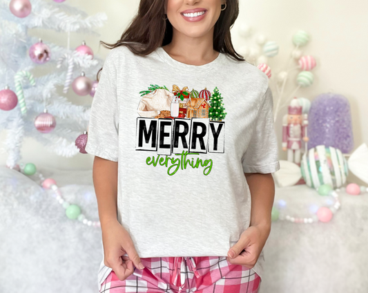 Merry Everything Holiday Things Green DTF TRANSFER