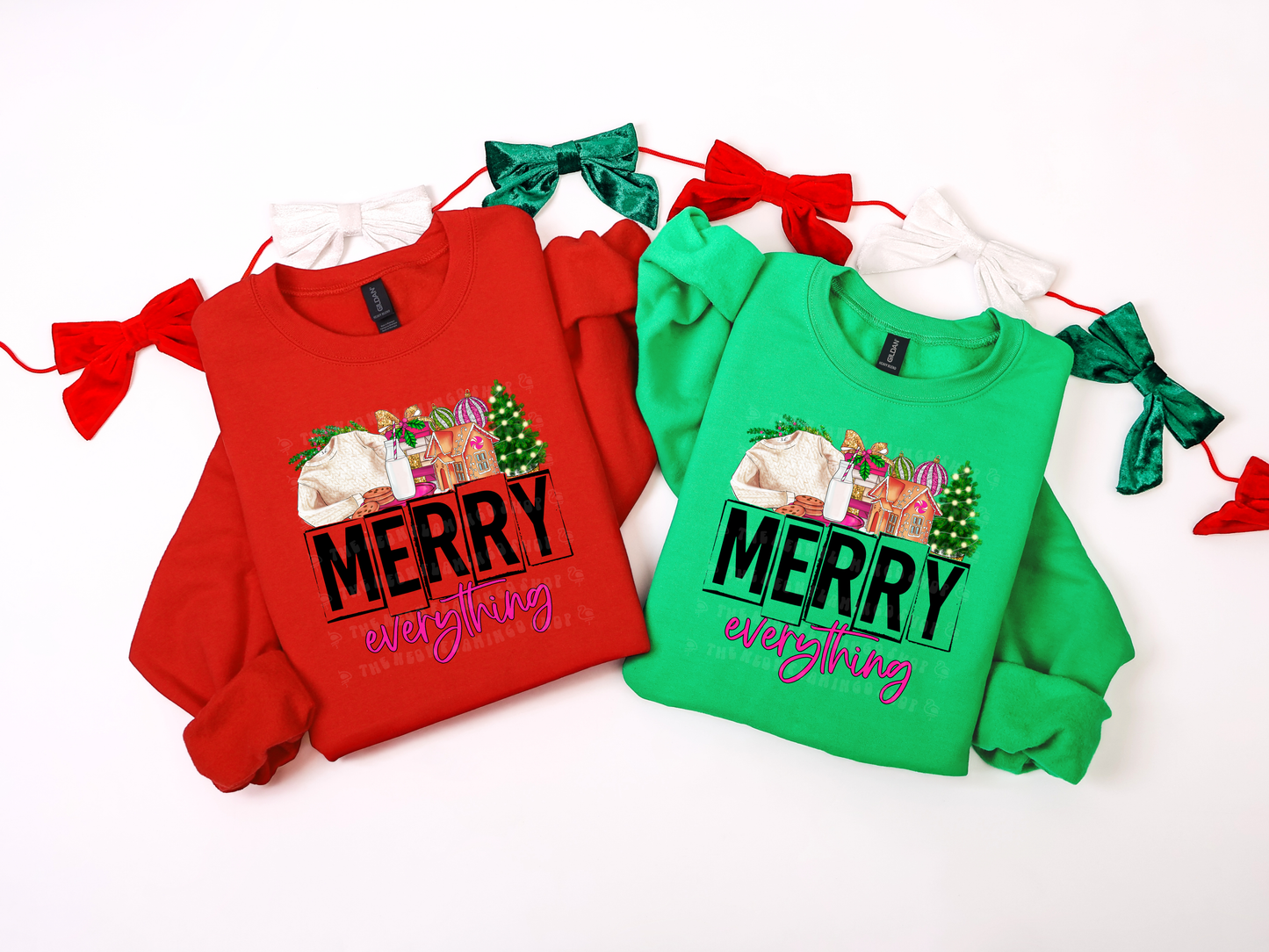 Merry Everything Holiday Things Pink DTF TRANSFER