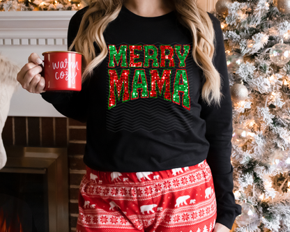 Merry Mama Sequin DTF TRANSFER
