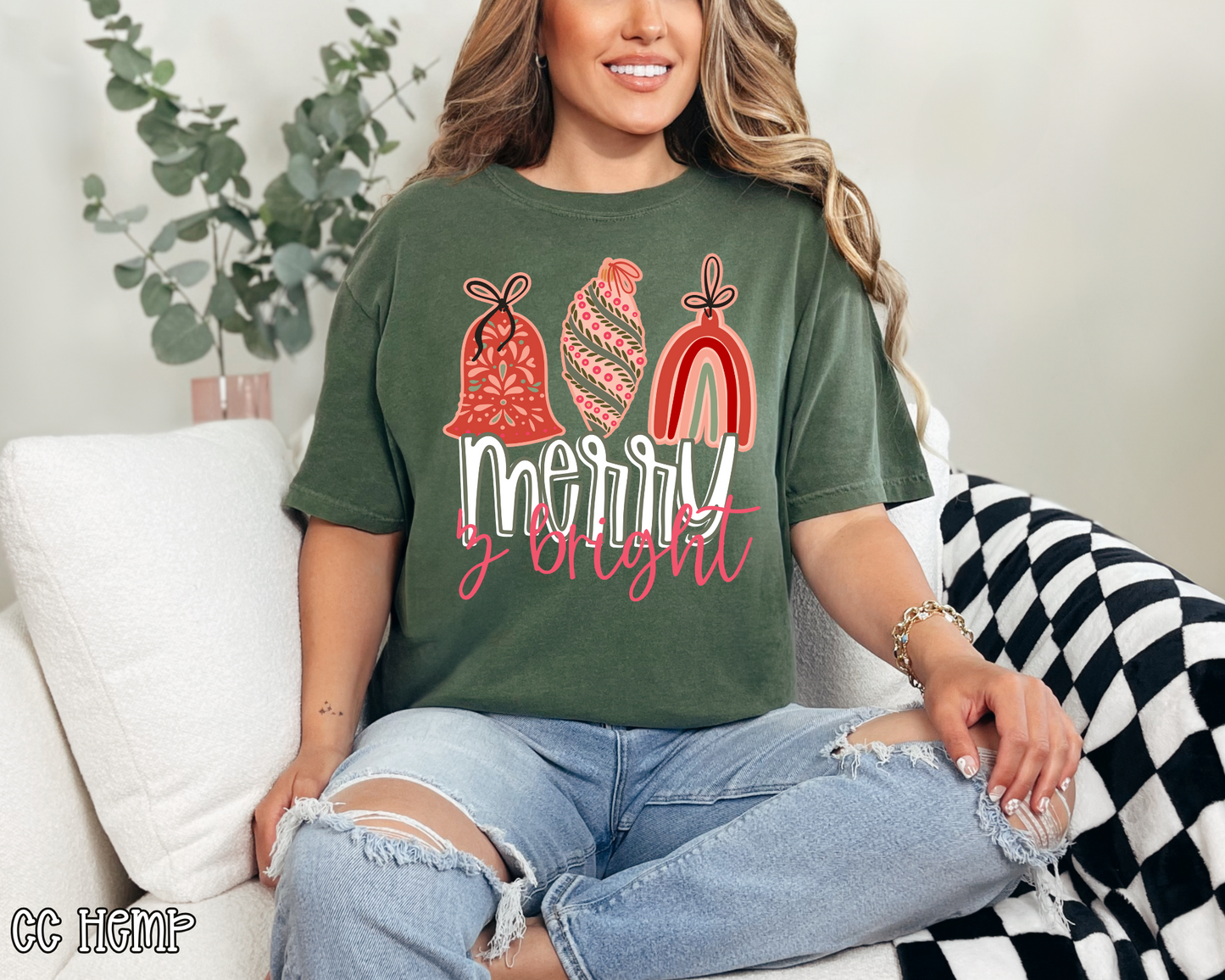 Merry & Bright Ornaments DTF TRANSFER