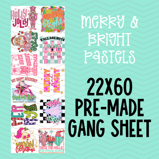 Merry & Bright Pastels Pre-Made Gang Sheet - 22x60