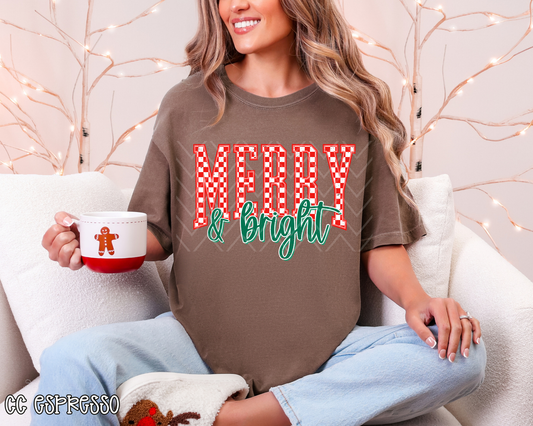Merry & Bright Varsity Checkered DTF TRANSFER