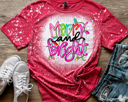 Merry & Bright pink words