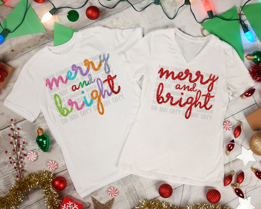 Merry & Bright Tinsel DTF TRANSFER