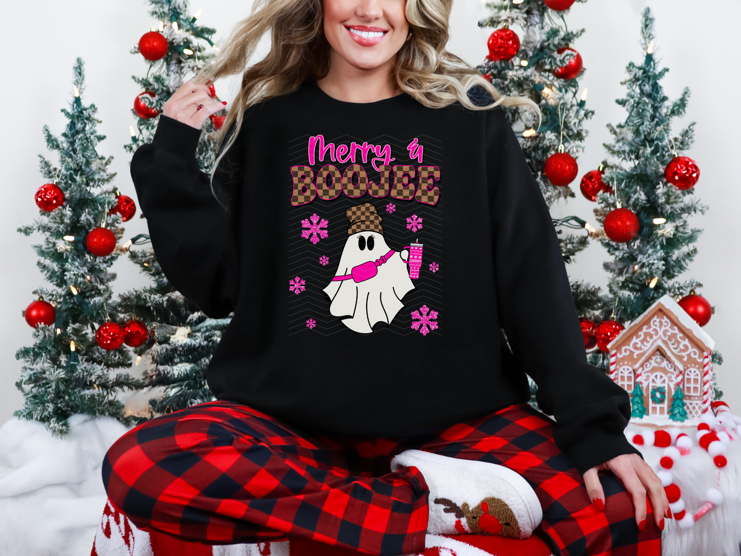 Merry and BooJee Christmas Ghost DTF TRANSFER