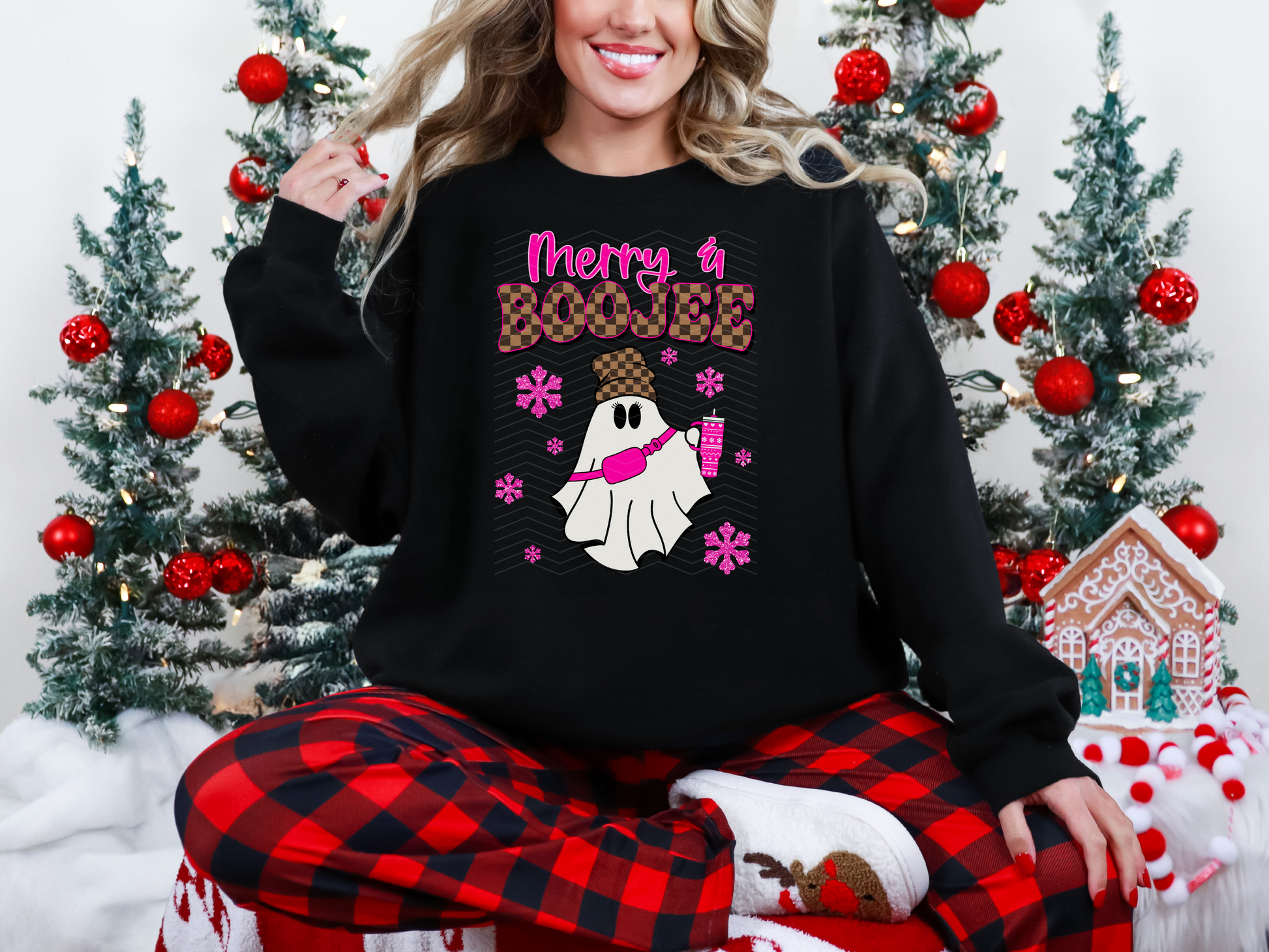 Merry and BooJee Christmas Ghost DTF TRANSFER