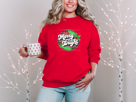 Merry and Bright Plaid Leopard Circle DTF TRANSFER