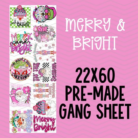 Merry & Bright Pre-Made Gang Sheet - 22x60