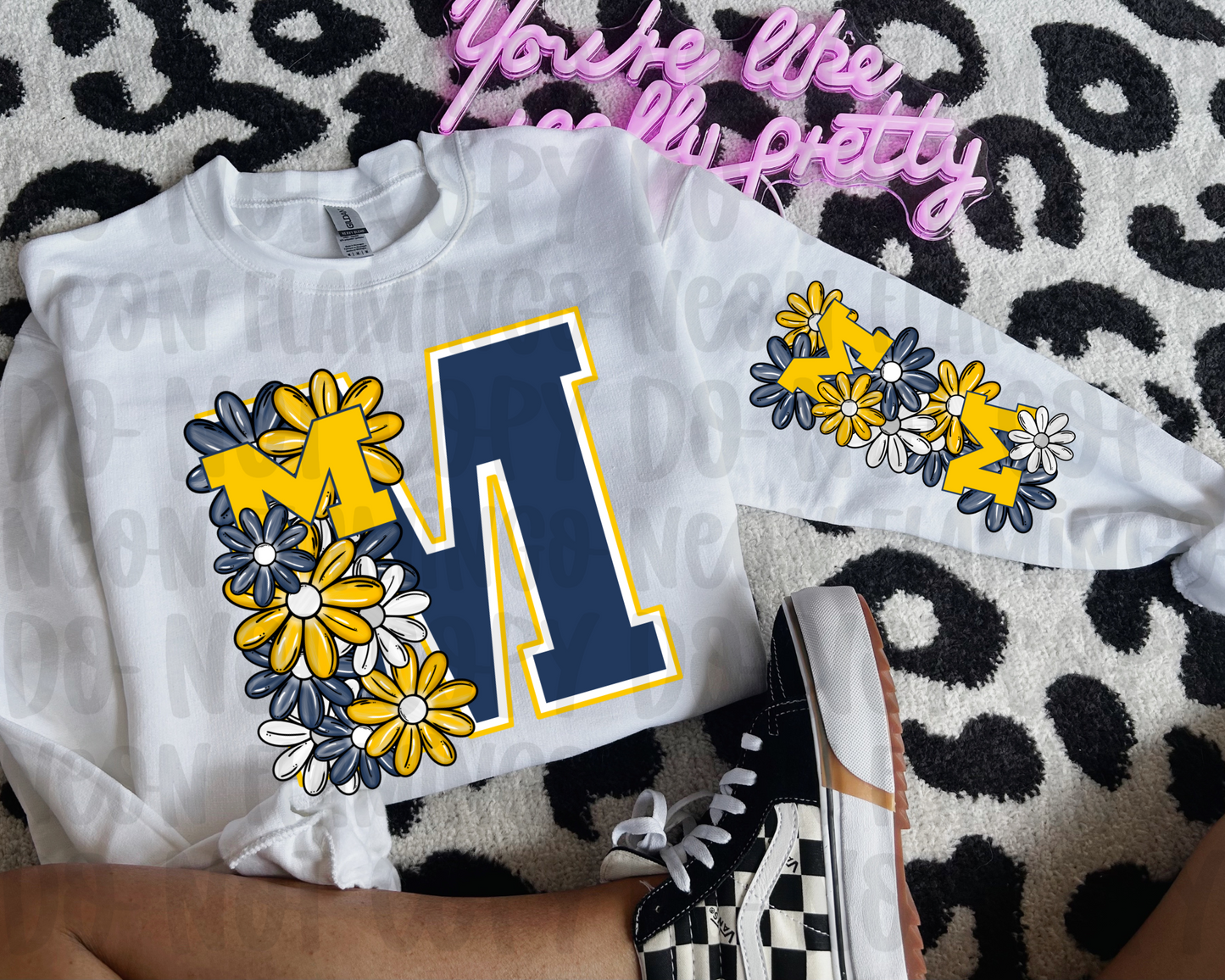 Michigan Wolverines Floral with Sleeve Option DTF TRANSFER