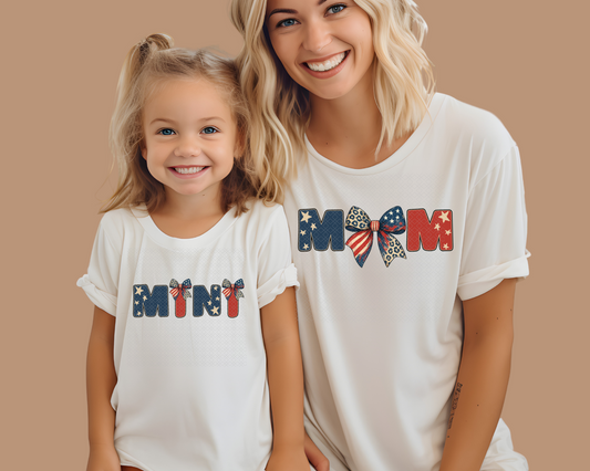 Mom & Mini Patriotic Bow DTF TRANSFER