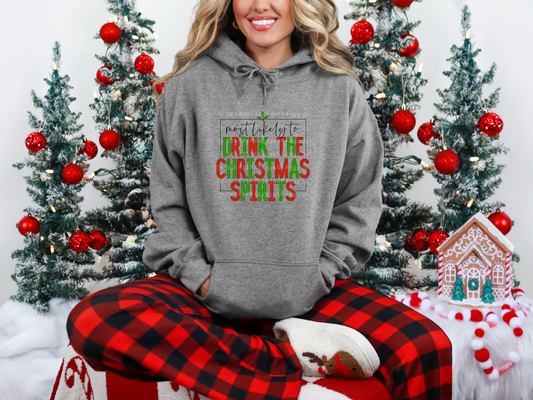 Most Likely To Drink The Christmas Spirits DTF TRANSFER