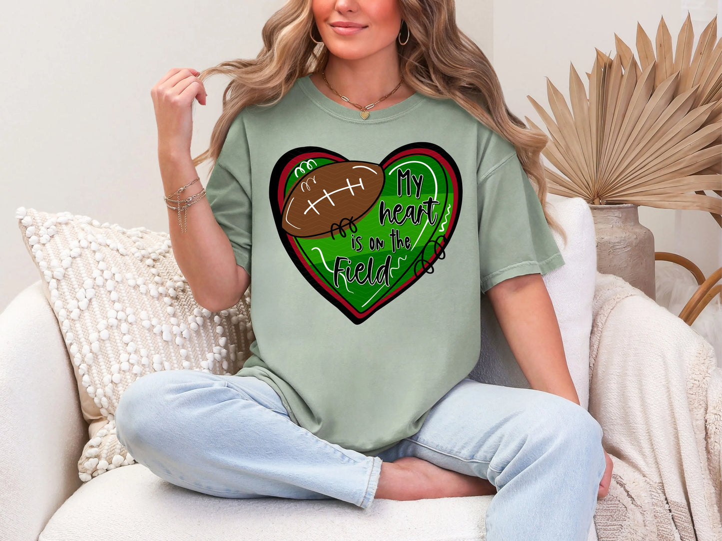 My Heart is on the Field Black Maroon DTF TRANSFER