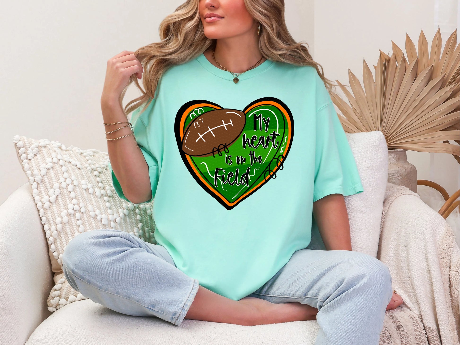 My Heart is on the Field Black Orange DTF TRANSFER