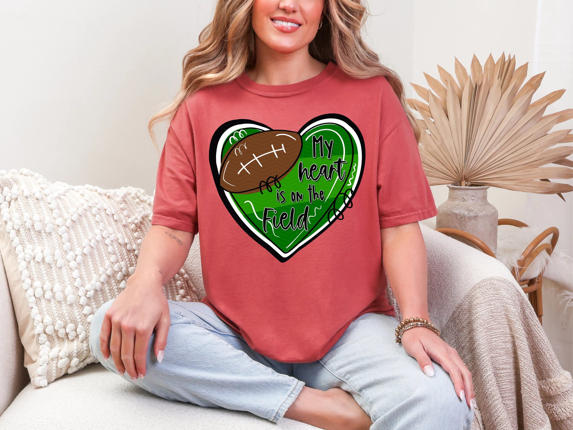 My Heart is on the Field Black White DTF TRANSFER