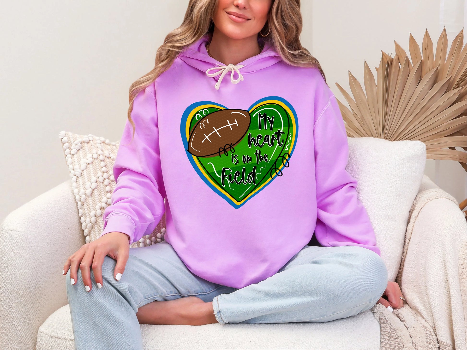 My Heart is on the Field Blue Gold DTF TRANSFER