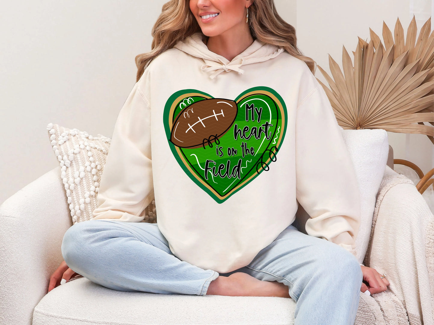 My Heart is on the Field Green Vegas Gold DTF TRANSFER