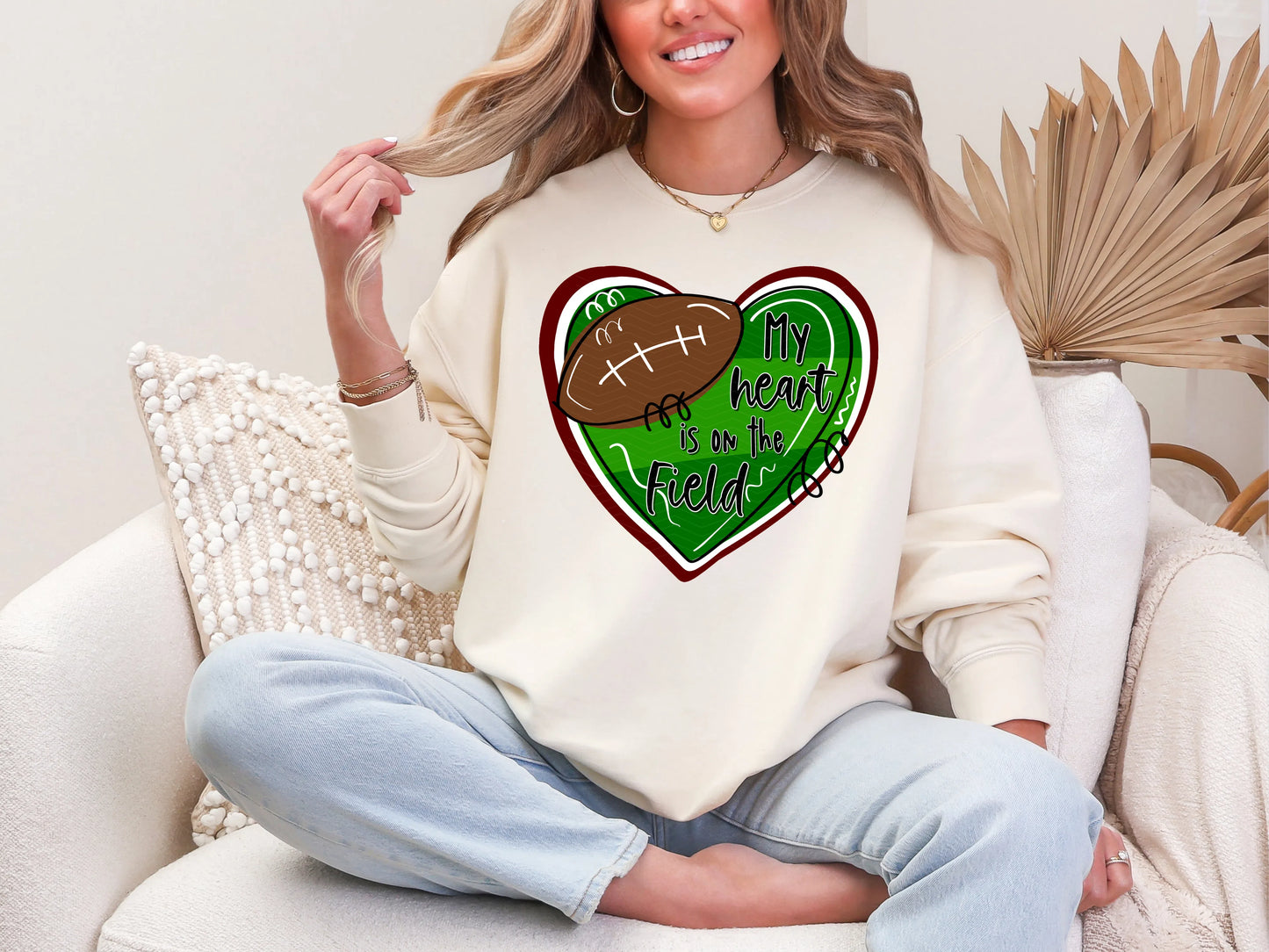 My Heart is on the Field Maroon White DTF TRANSFER