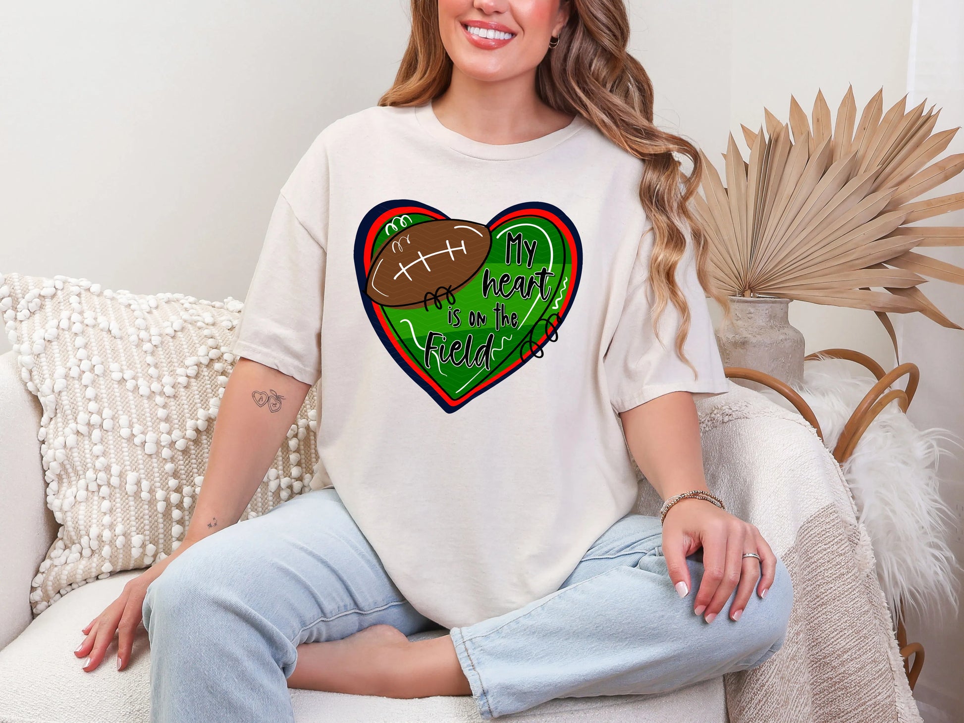 My Heart is on the Field Navy Red DTF TRANSFER
