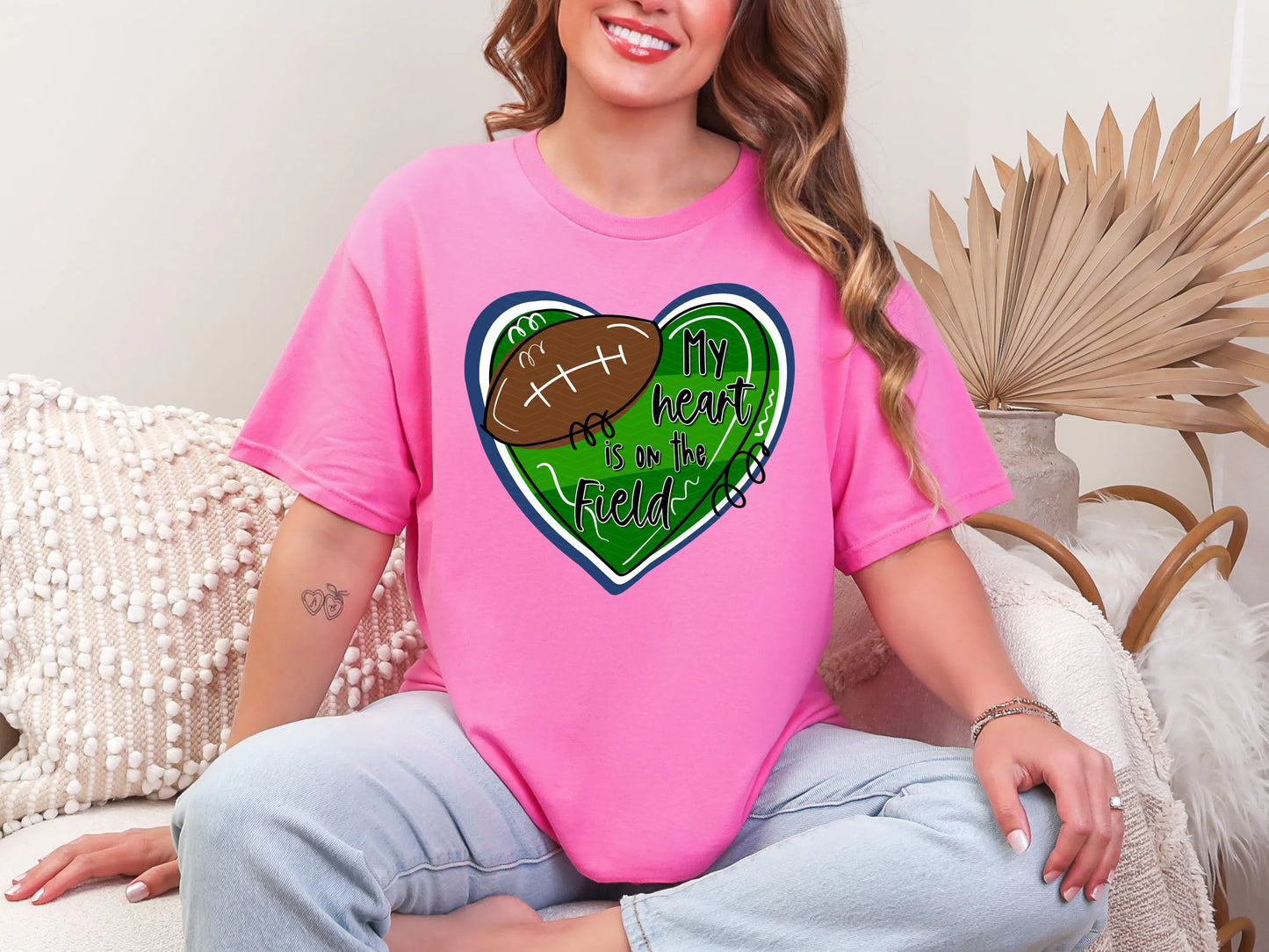 My Heart is on the Field Navy White DTF TRANSFER