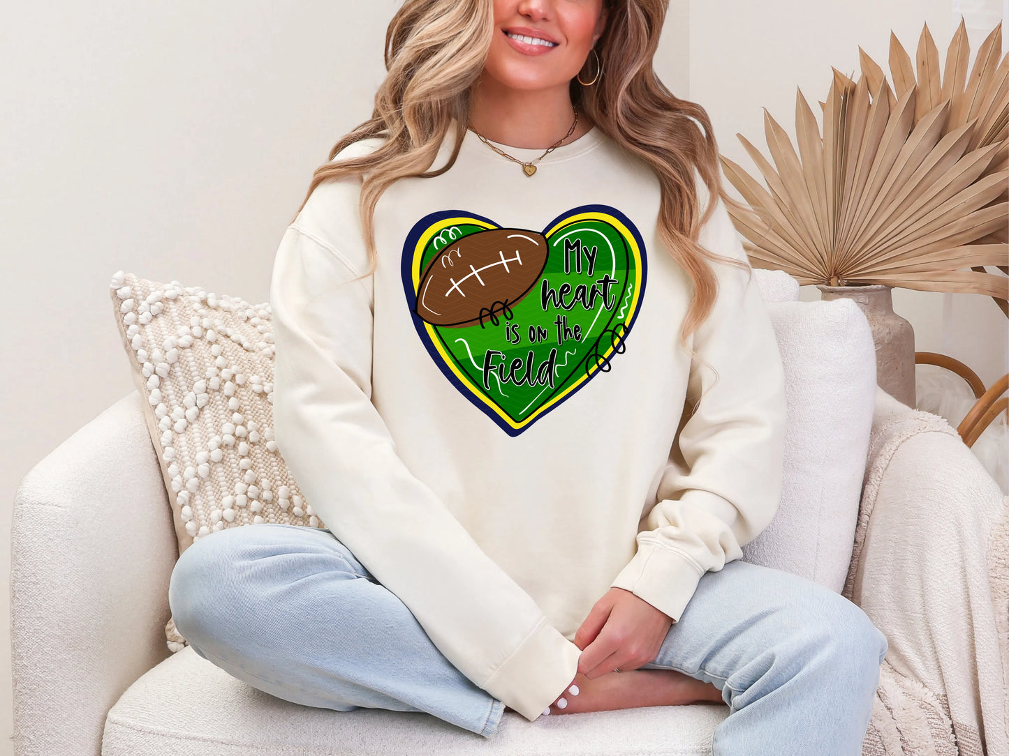 My Heart is on the Field Navy Yellow DTF TRANSFER