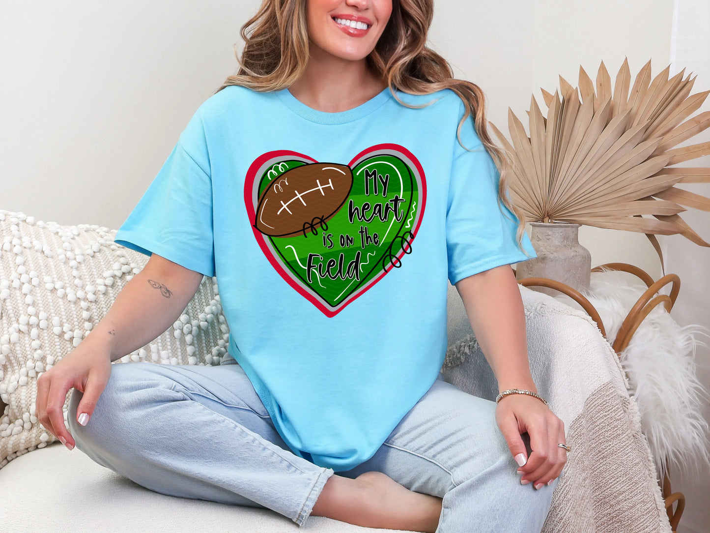 My Heart is on the Field Red Grey DTF TRANSFER