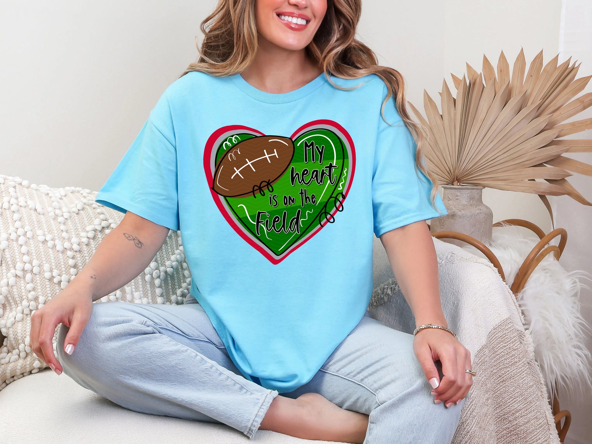 My Heart is on the Field Red Grey DTF TRANSFER