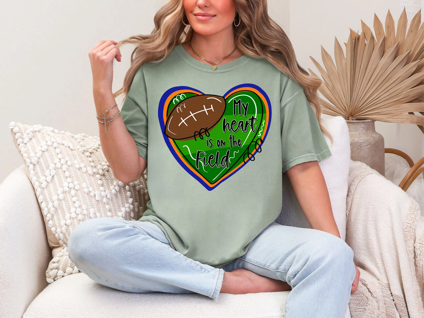 My Heart is on the Field Royal Orange DTF TRANSFER