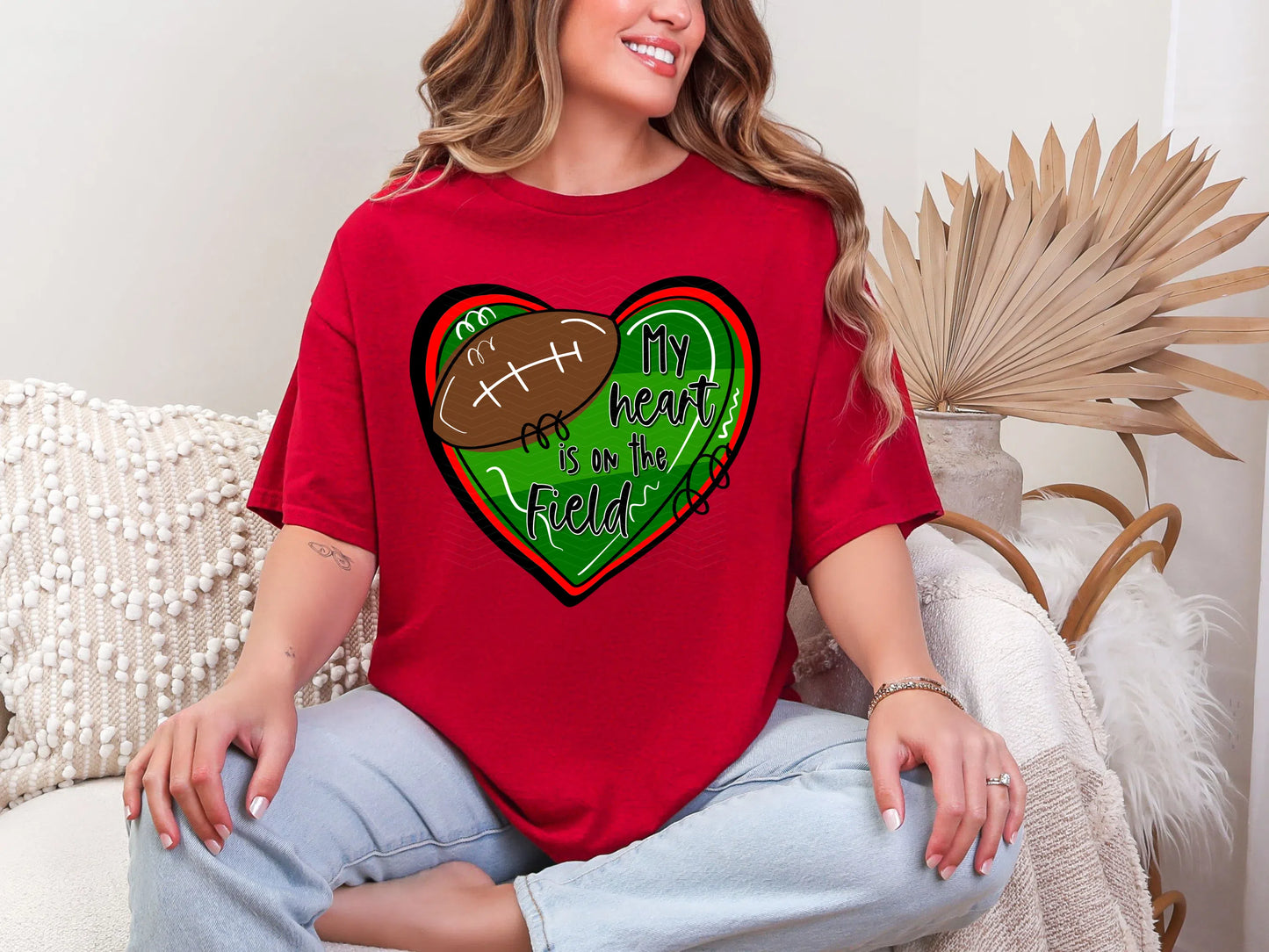 My heart is on the Field Black Red DTF TRANSFER