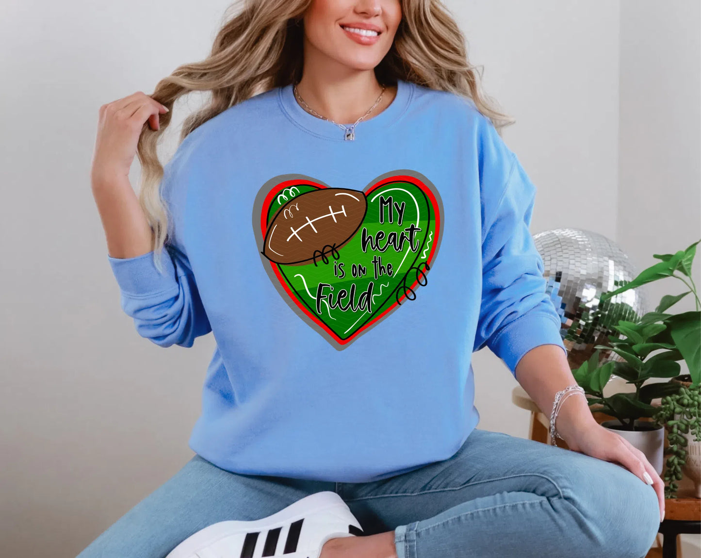 My heart is on the Field Grey Red DTF TRANSFER
