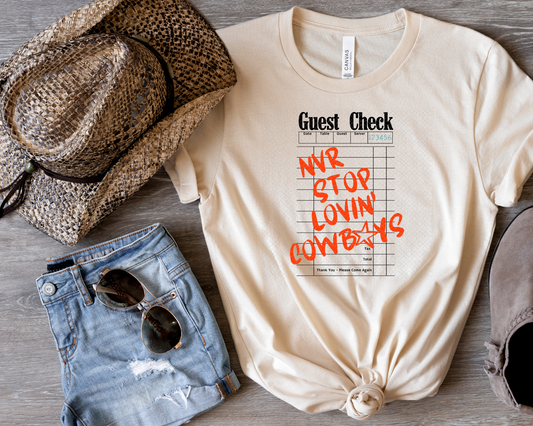 NVR Stop Lovin' Cowboys Guest Check DTF TRANSFER