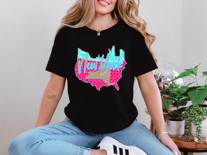 Neon City Scape New York New York DTF TRANSFER