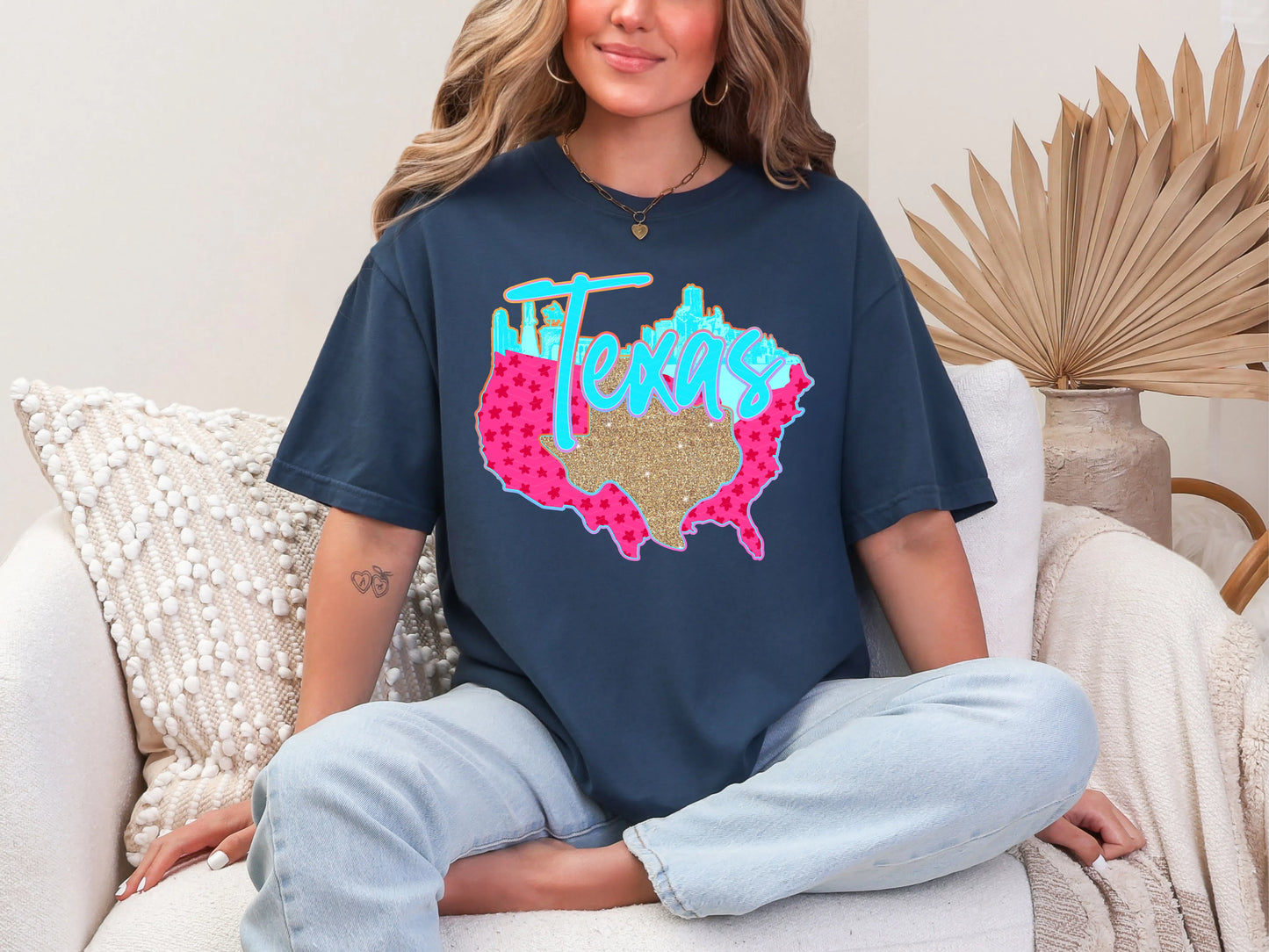 Neon City Scape Texas Houston DTF TRANSFER