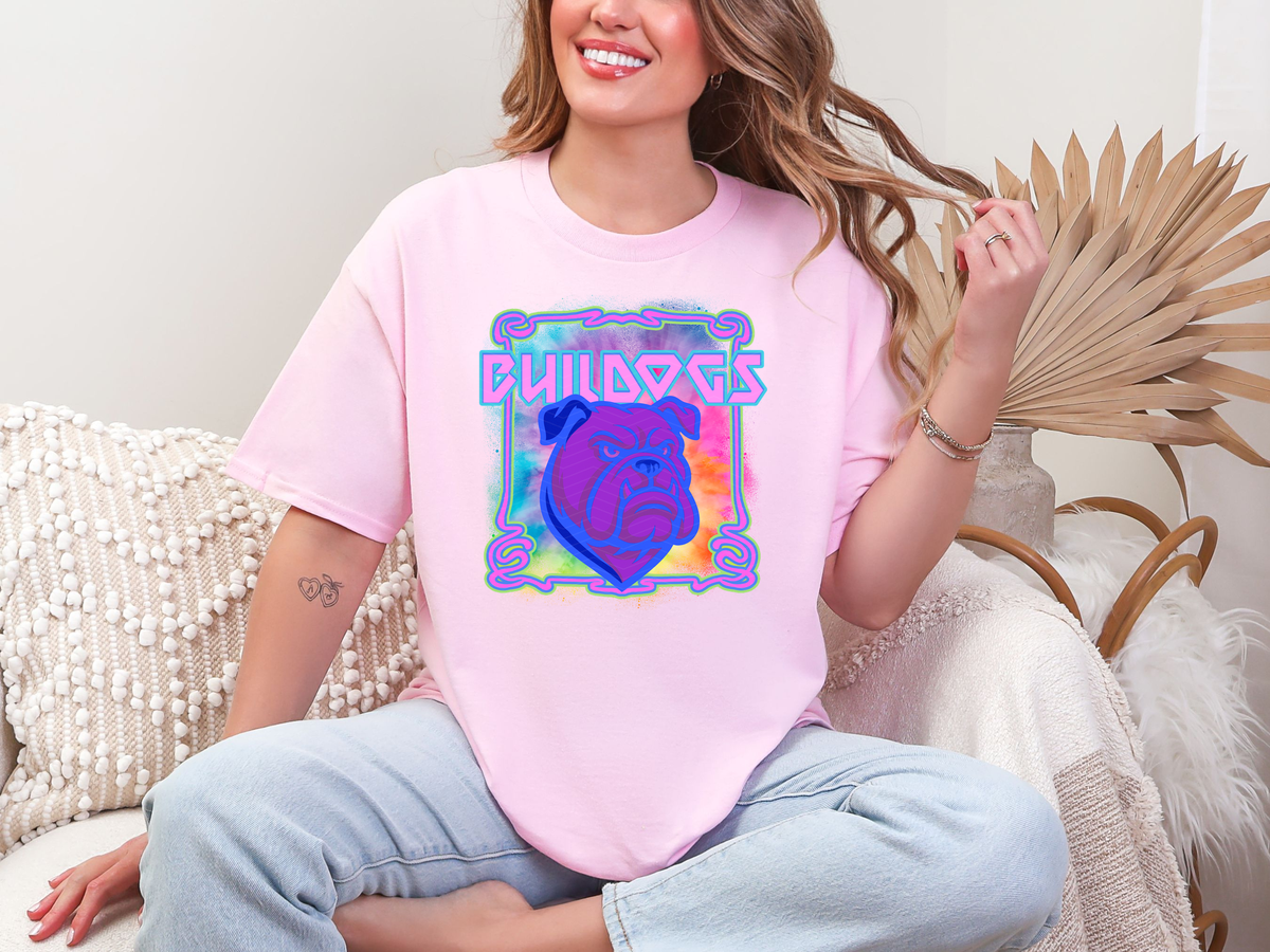 Neon Watercolor Mascot Bulldog DTF TRANSFER