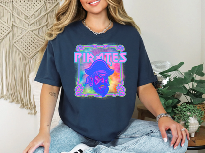 Neon Watercolor Mascot Pirate DTF TRANSFER