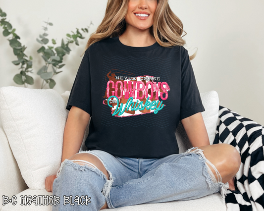 Never Chase Cowboys or Whiskey Pink DTF TRANSFER