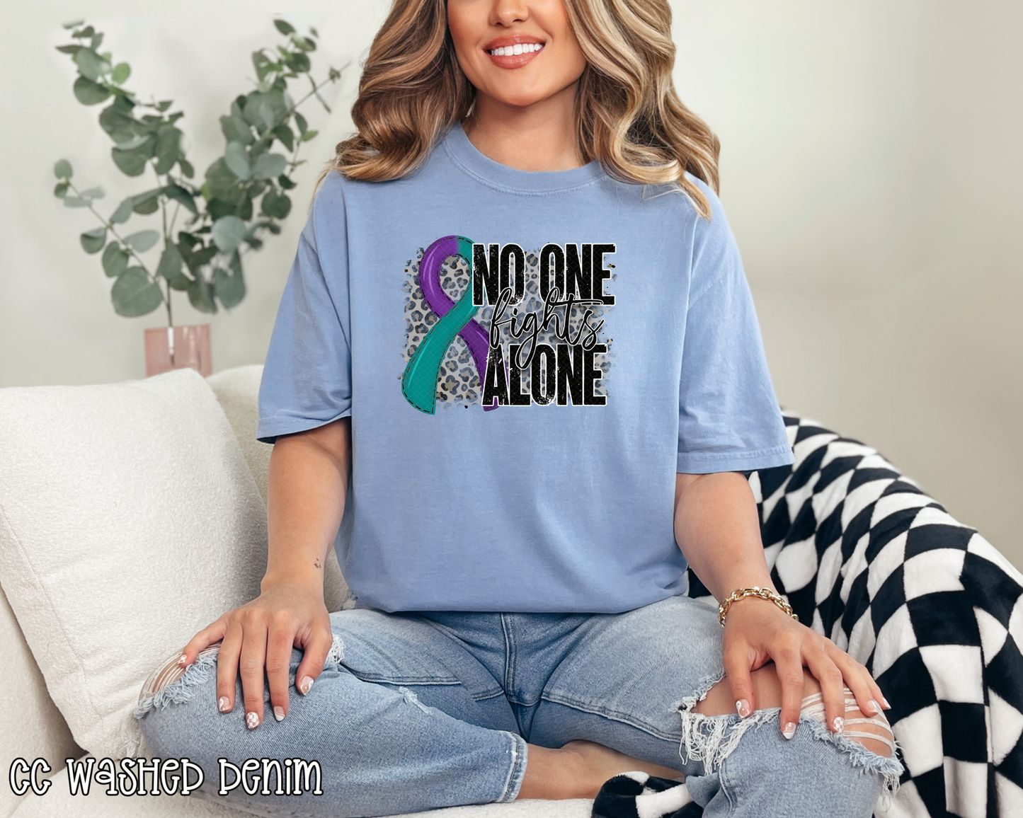 No One Fights Alone Leopard Suicide DTF TRANSFER