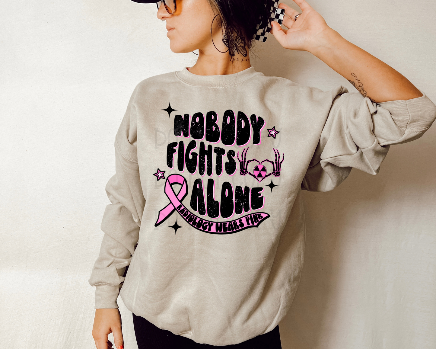 Nobody Fights Alone Radiology Wears Pink DTF TRANSFER