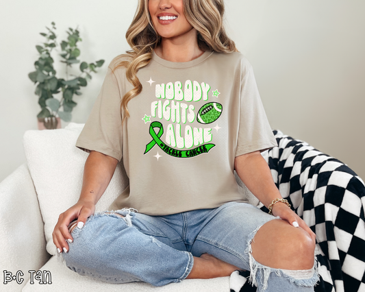 Nobody Fights Alone Tackle Cancer White Green