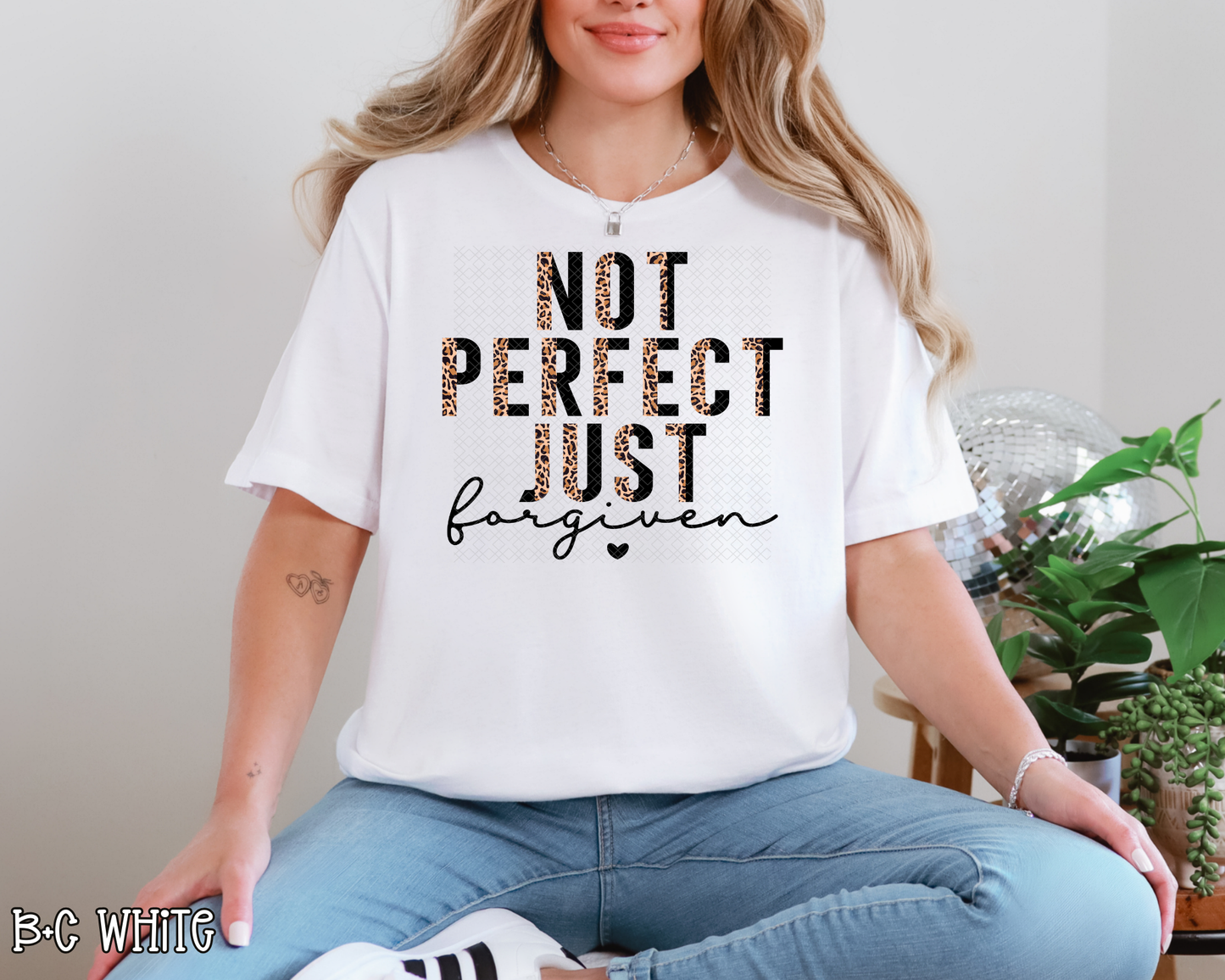 Not Perfect Just Forgiven Half Leopard DTF TRANSFER