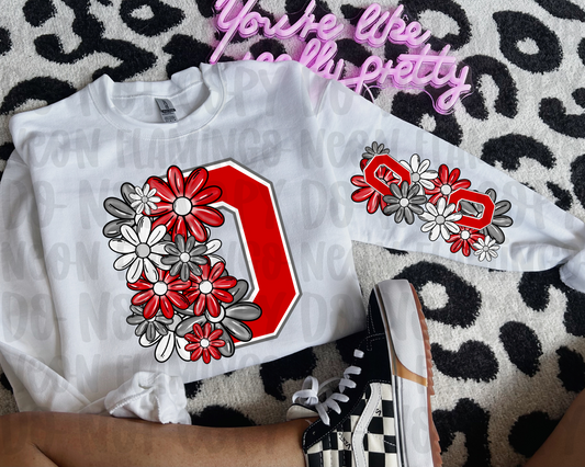 Ohio State Buckeyes Floral with Sleeve Option DTF TRANSFER