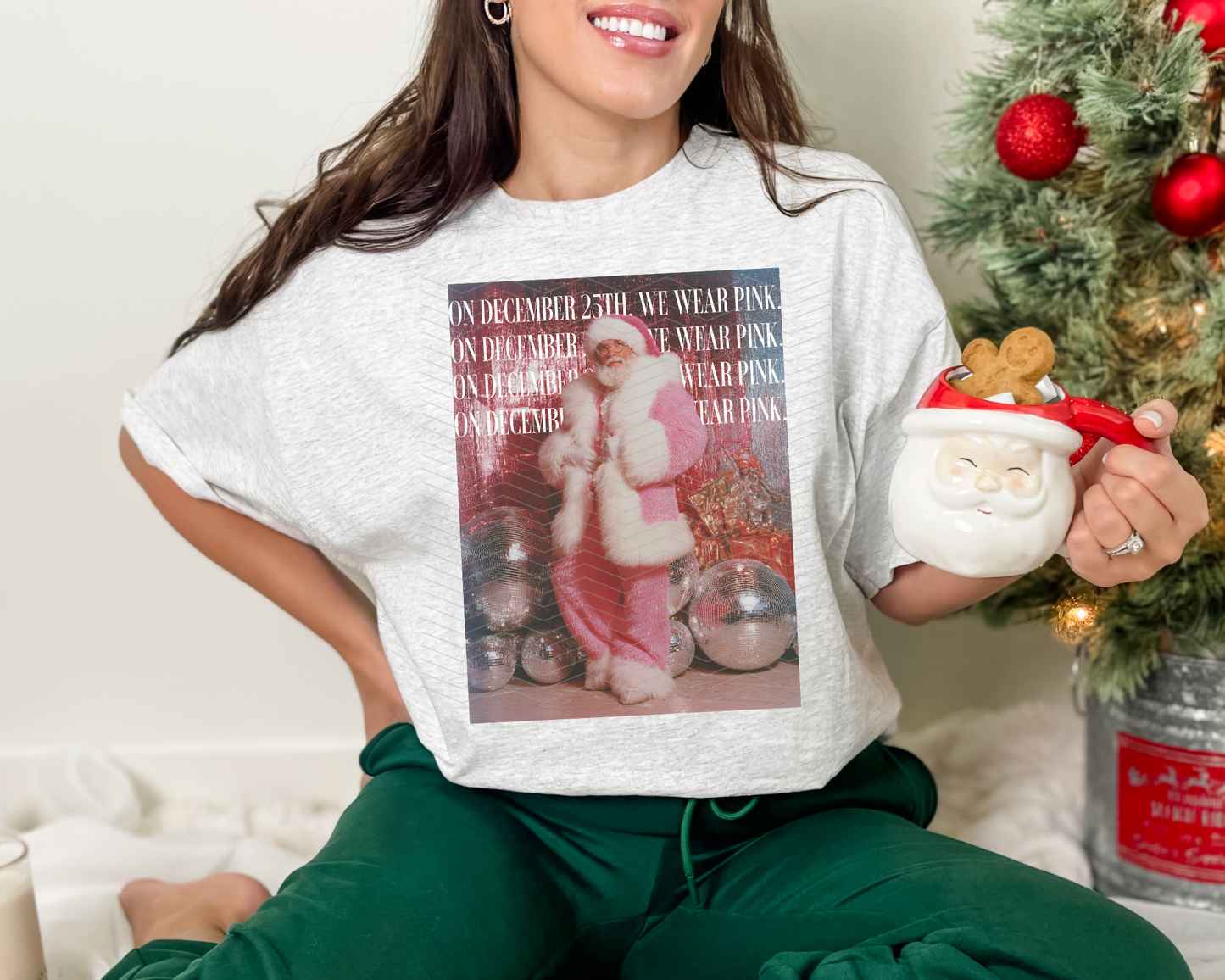 On December 25th, We Wear Pink Santa DTF TRANSFER