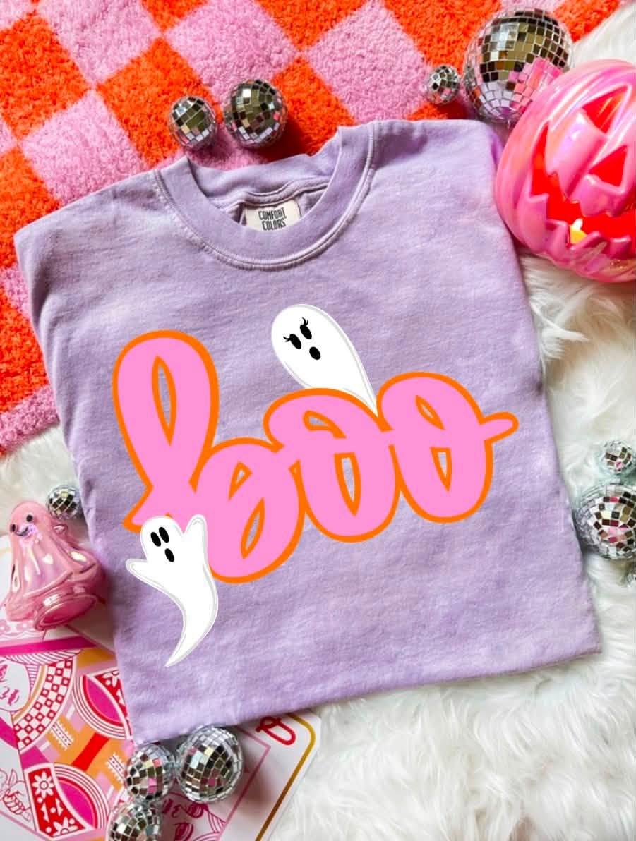 Orange Pink Boo Ghosts DTF TRANSFER