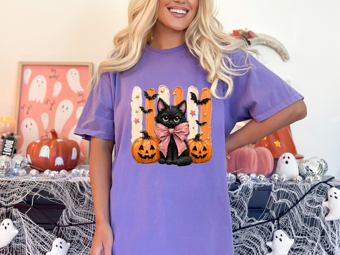Painted Preppy Stripes Pastel Cat DTF TRANSFER