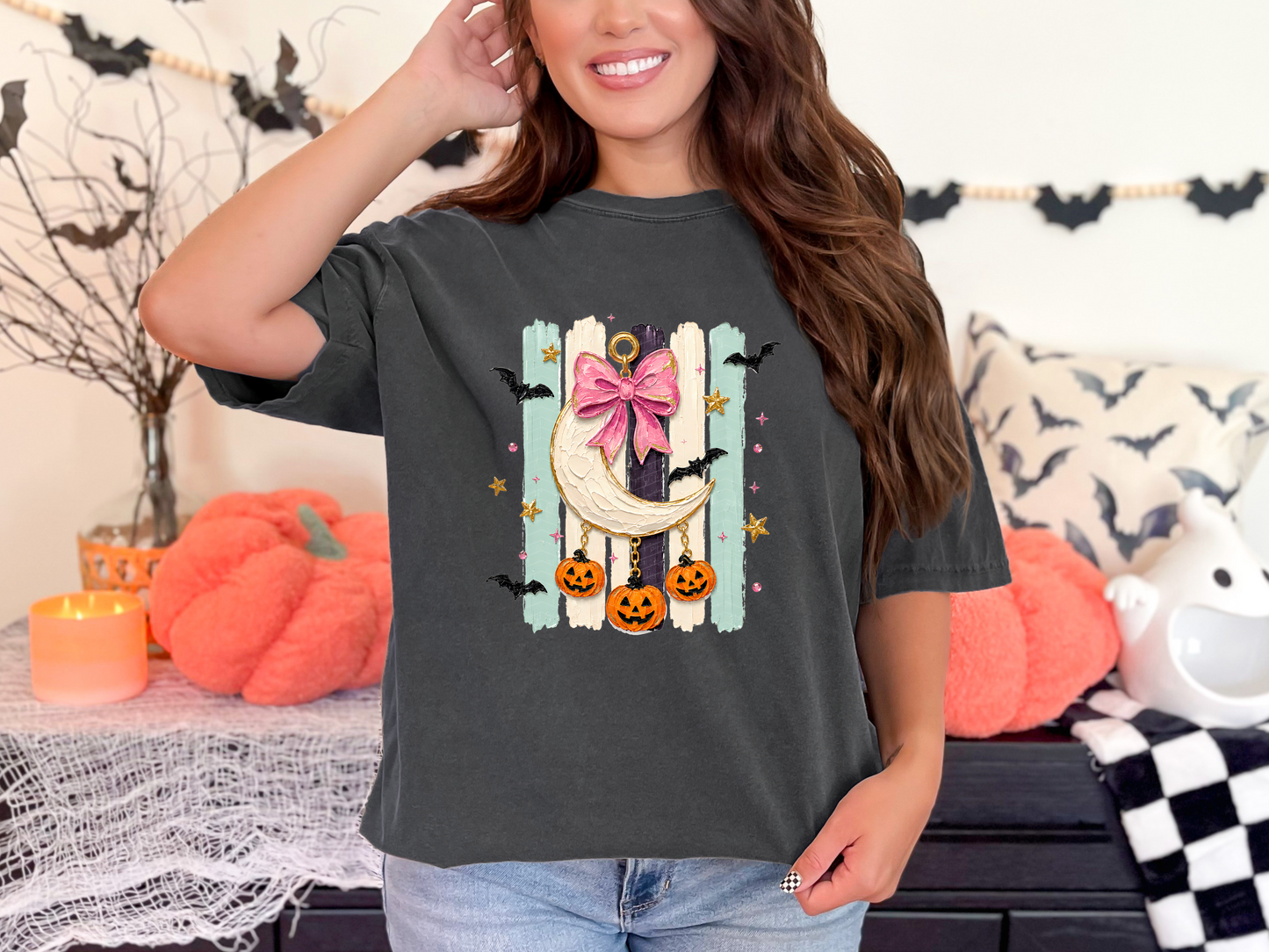 Painted Preppy Stripes Pastel Moon DTF TRANSFER