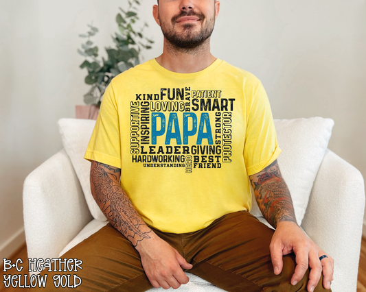 Papa Word Art Blue DTF TRANSFER