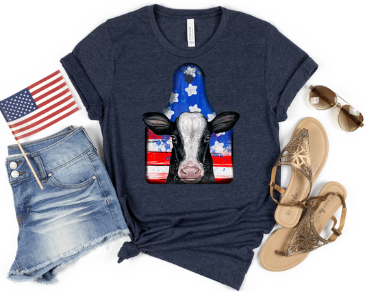 Patriotic Cow with Tag DTF TRANSFER