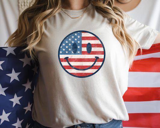 Patriotic Smiley DTF TRANSFER