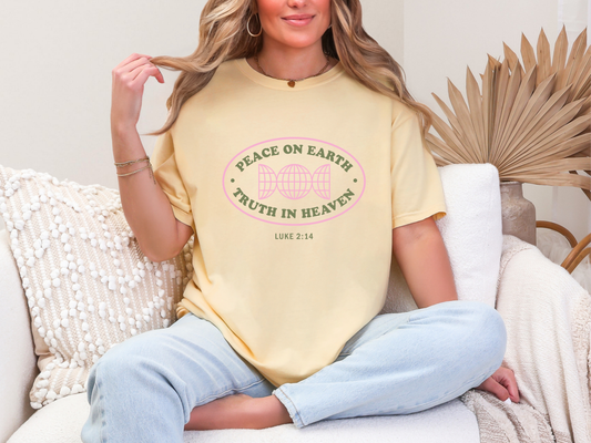 Peace On Earth Truth In Heaven Pink Green DTF TRANSFER
